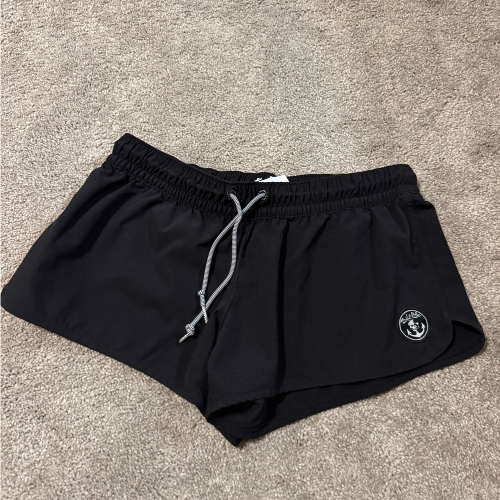 Salt Life Women's Black Athletic Shorts with Gray Drawstring